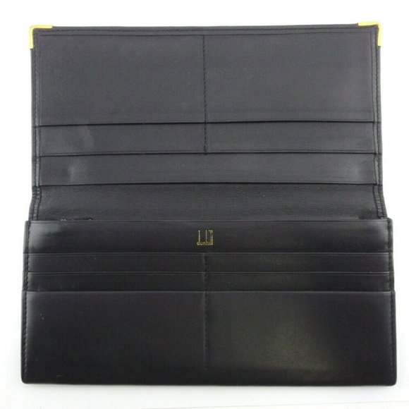 Dunhill Long Wallet Logo Plate Leather Auth USED L3591 - Picture 5 of 8